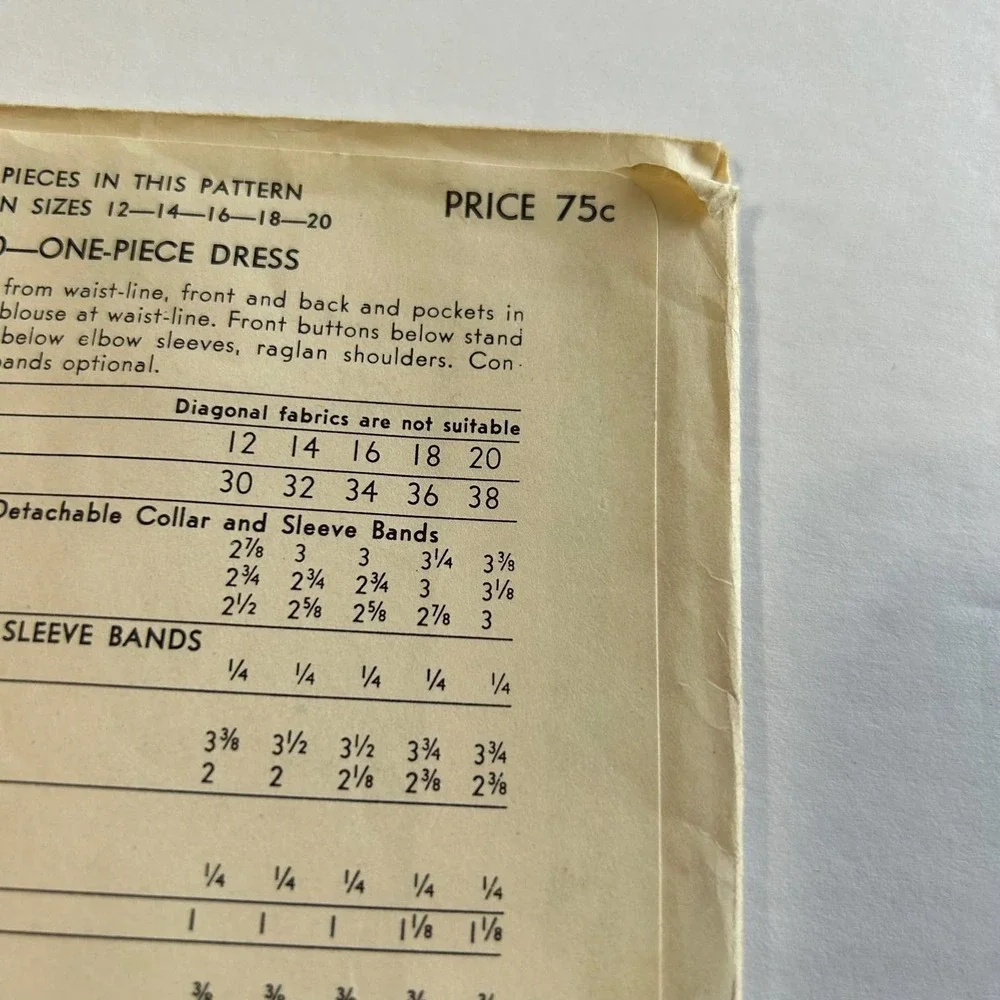 Vogue Vintage 1950's Unprinted Pattern  #7190 Dress Size‎ 14 Bust 32 Hips 35